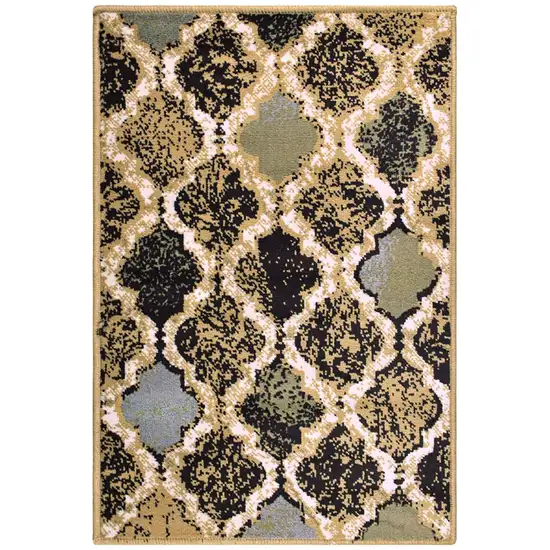 Multi Color Quatrefoil Power Loom Distressed Stain Resistant Area Rug Photo 1