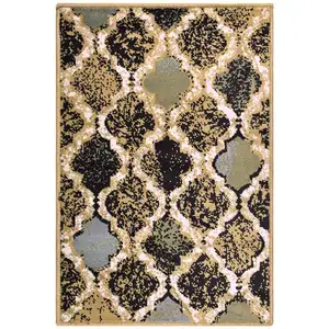 Photo of Multi Color Quatrefoil Power Loom Distressed Stain Resistant Area Rug