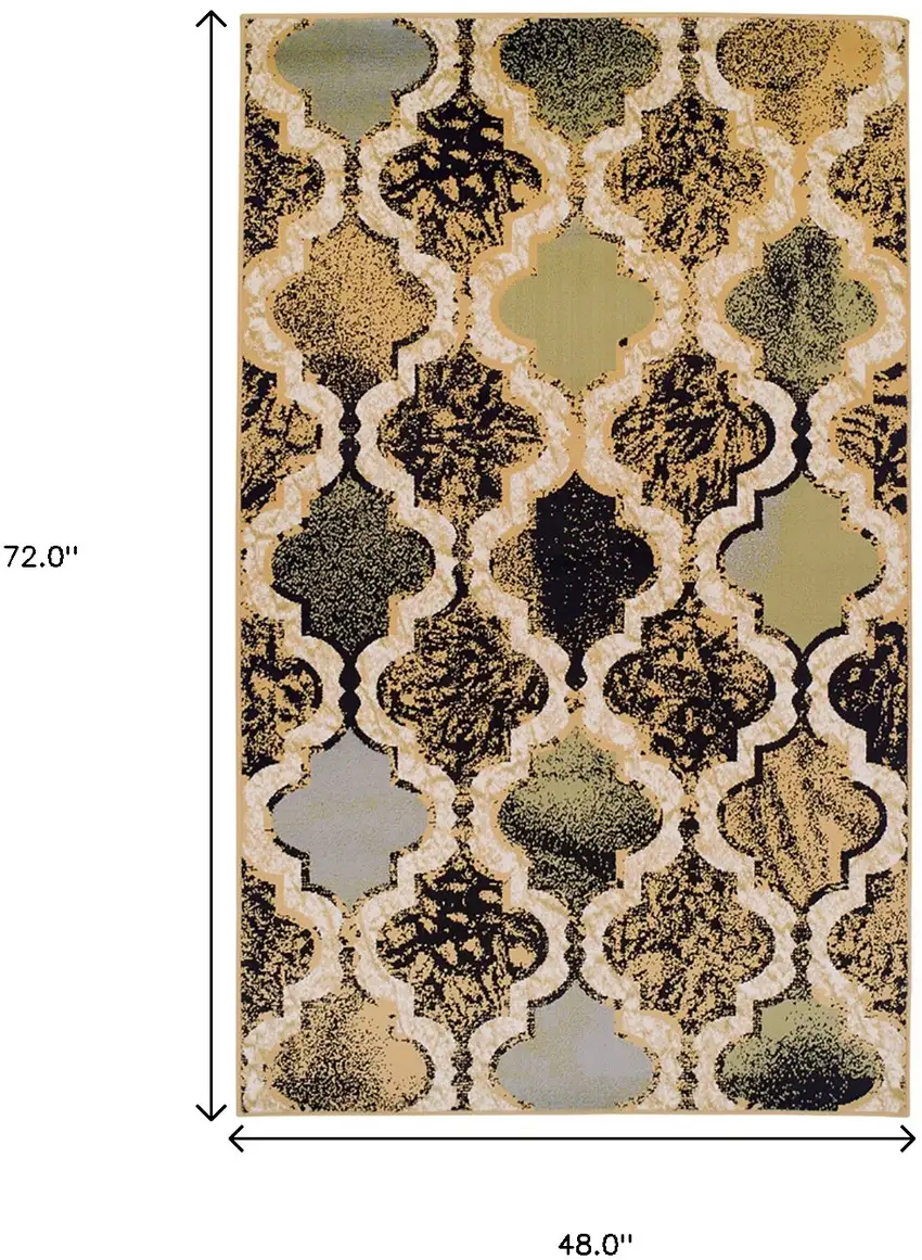 Multi Color Quatrefoil Power Loom Distressed Stain Resistant Area Rug Photo 7