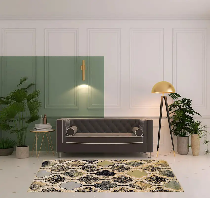 Multi Color Quatrefoil Power Loom Distressed Stain Resistant Area Rug Photo 2