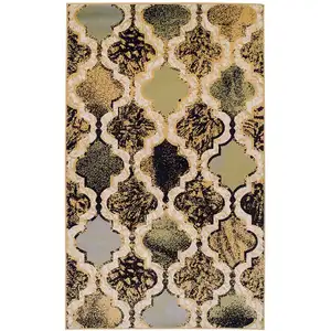 Photo of Multi Color Quatrefoil Power Loom Distressed Stain Resistant Area Rug