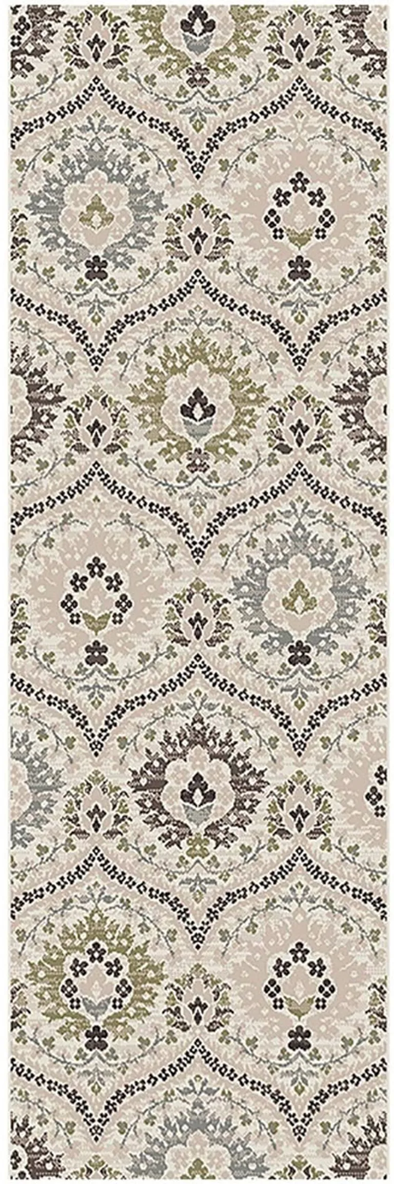 Multi-Colored Floral Stain Resistant Runner Rug Photo 2