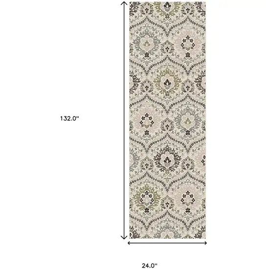 Multi-Colored Floral Stain Resistant Runner Rug Photo 5