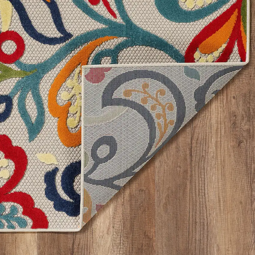 Multi Jacobean Floral Indoor Outdoor Area Rug Photo 6