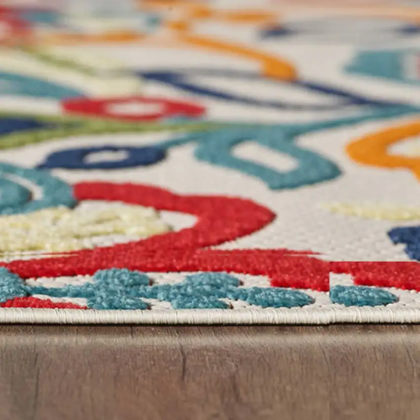 Ivory And Blue Indoor Outdoor Area Rug Photo 5