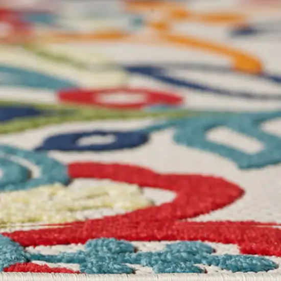 Ivory And Blue Indoor Outdoor Area Rug Photo 9