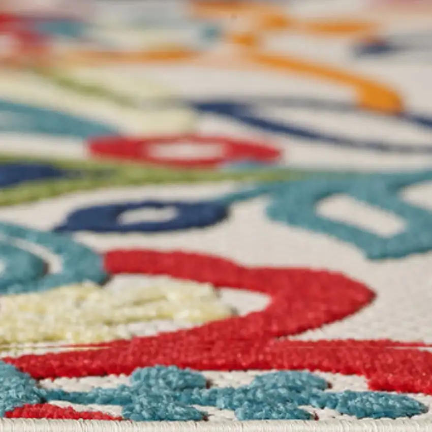 Ivory And Blue Indoor Outdoor Area Rug Photo 9