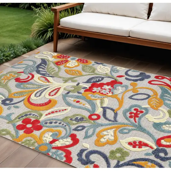 Ivory And Blue Indoor Outdoor Area Rug Photo 2