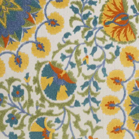 Ivory And Blue Floral Indoor Outdoor Area Rug Photo 9