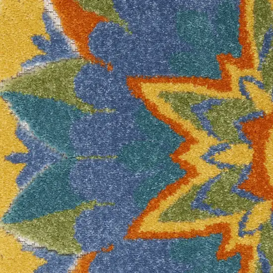 Ivory And Blue Floral Indoor Outdoor Area Rug Photo 1