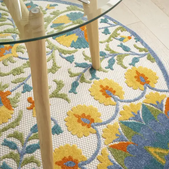 5' Round Multi Medallion Indoor Outdoor Area Rug Photo 8