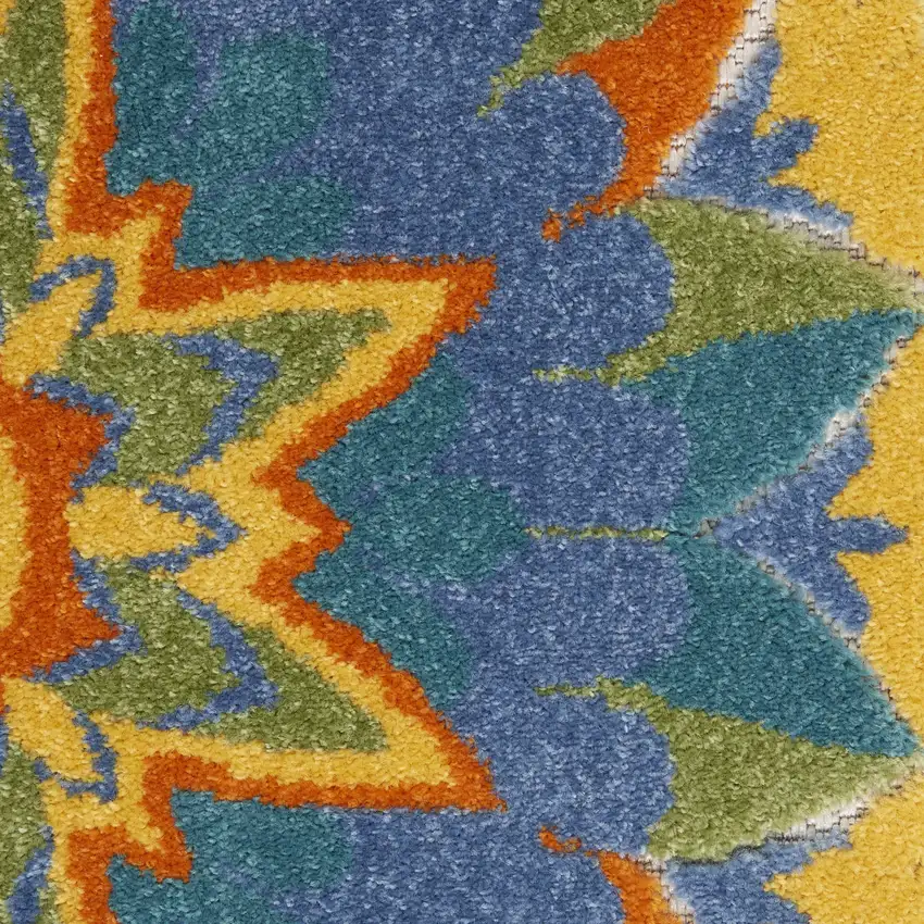 Ivory And Blue Floral Indoor Outdoor Area Rug Photo 1