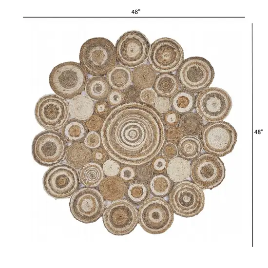 Multi-toned Intricate Circle Natural Jute Area Rug Photo 8