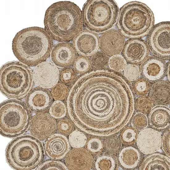 Multi-toned Intricate Circle Natural Jute Area Rug Photo 9