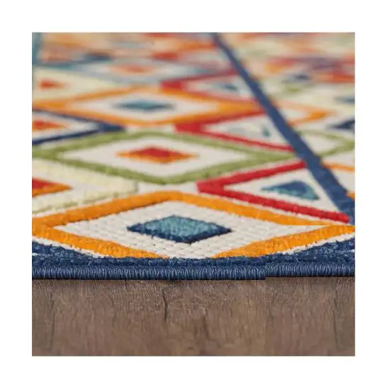 Ivory And Blue Southwestern Stain Resistant Indoor Outdoor Area Rug Photo 4