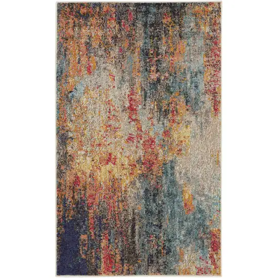 Multicolor Abstract Power Loom Non Skid Area Rug Photo 1