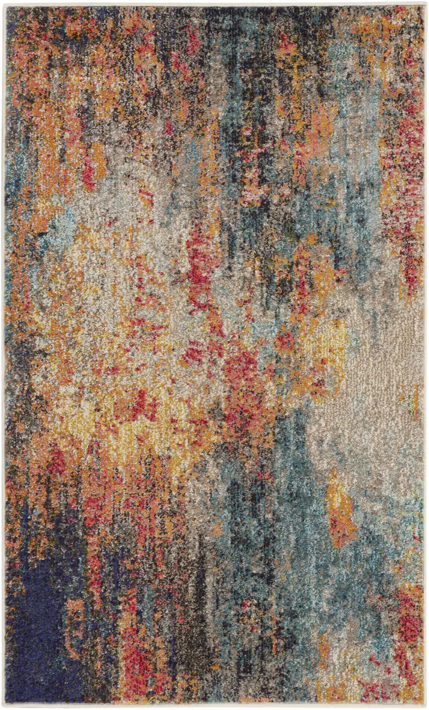Multicolor Abstract Power Loom Non Skid Area Rug Photo 1