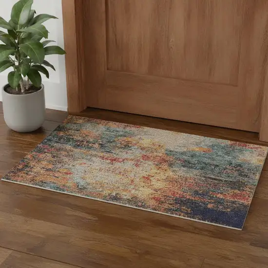 Multicolor Abstract Power Loom Non Skid Area Rug Photo 1
