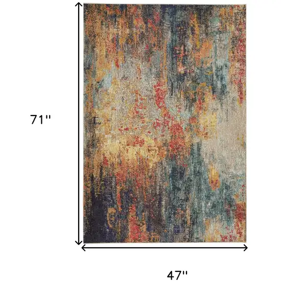 Multicolor Abstract Power Loom Non Skid Area Rug Photo 5