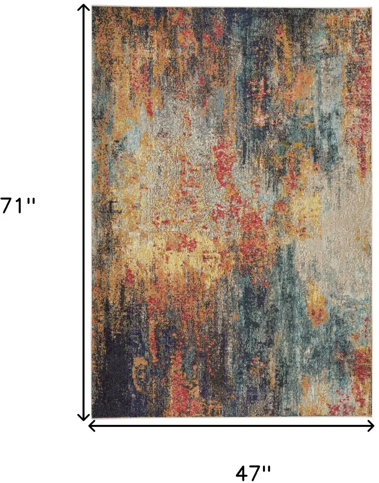 Multicolor Abstract Power Loom Non Skid Area Rug Photo 5