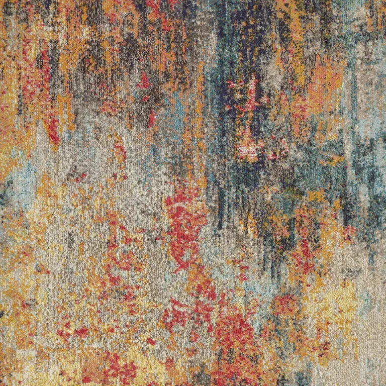 Multicolor Abstract Power Loom Non Skid Area Rug Photo 3