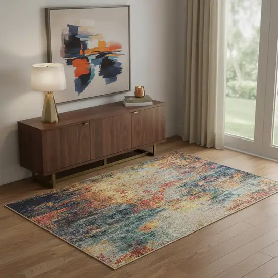 Multicolor Abstract Power Loom Non Skid Area Rug Photo 1