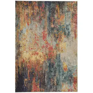 Photo of Multicolor Abstract Power Loom Non Skid Area Rug