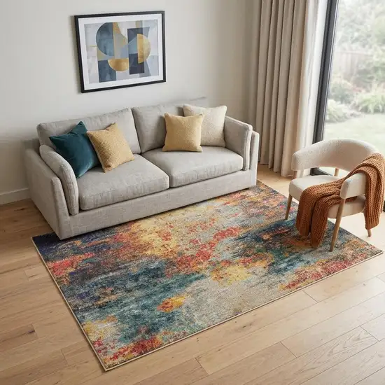 Multicolor Abstract Power Loom Non Skid Area Rug Photo 1