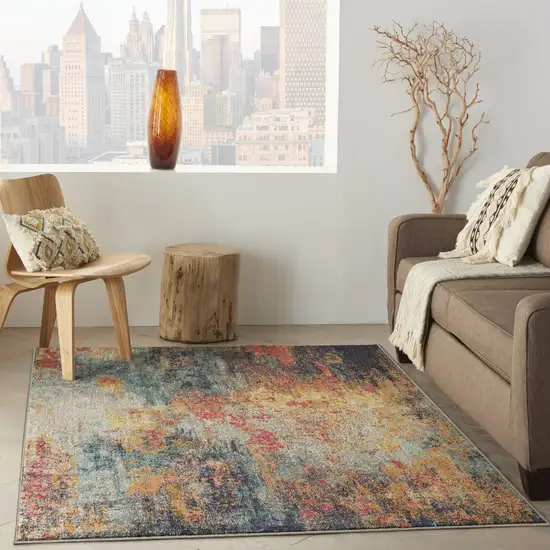 Multicolor Abstract Power Loom Non Skid Area Rug Photo 6