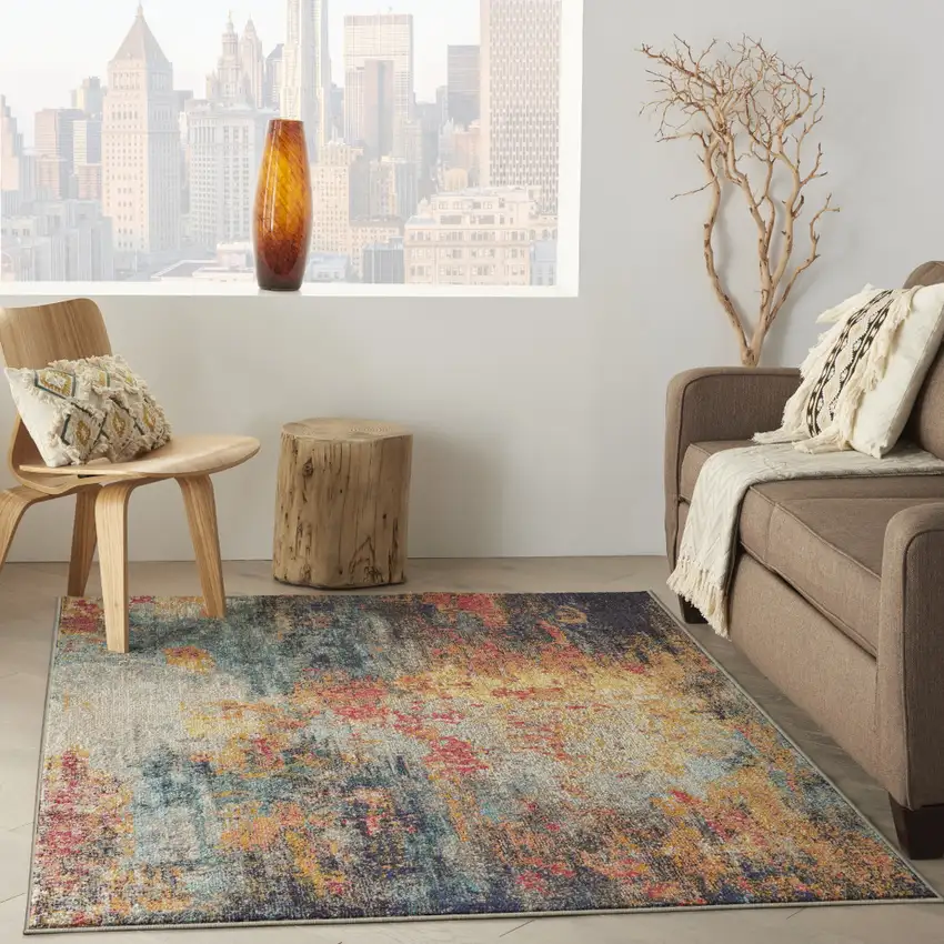 Multicolor Abstract Power Loom Non Skid Area Rug Photo 6