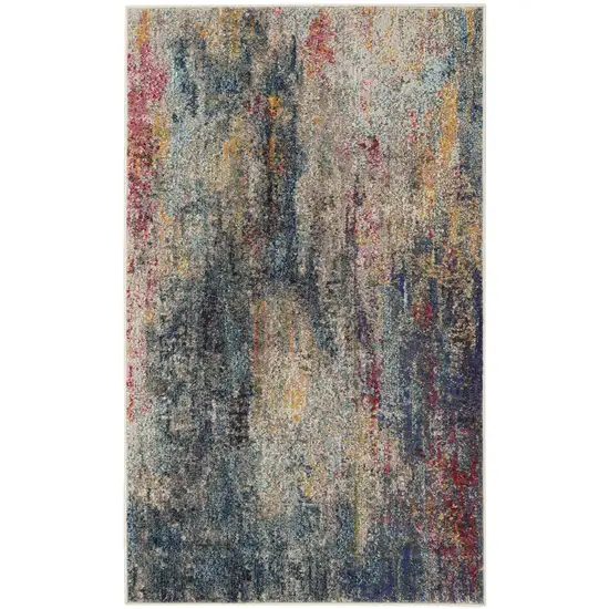 Multicolor Abstract Power Loom Non Skid Area Rug Photo 4
