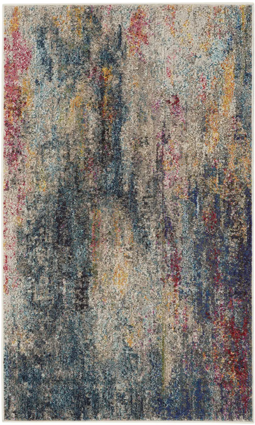 Multicolor Abstract Power Loom Non Skid Area Rug Photo 4