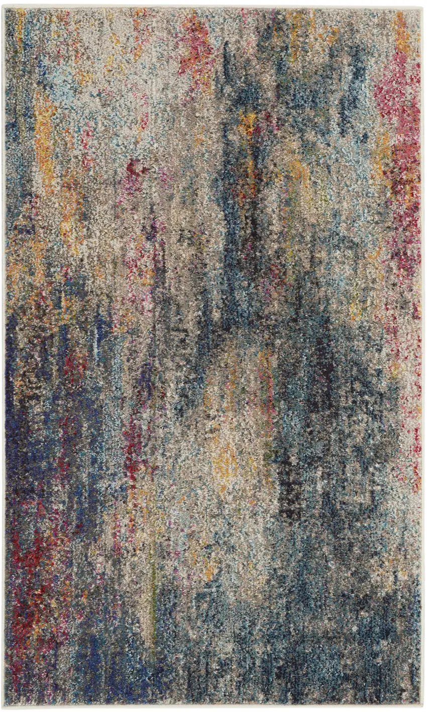 Multicolor Abstract Power Loom Non Skid Area Rug Photo 1