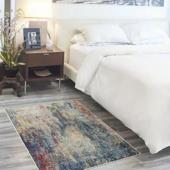 Multicolor Abstract Power Loom Non Skid Area Rug Photo 5