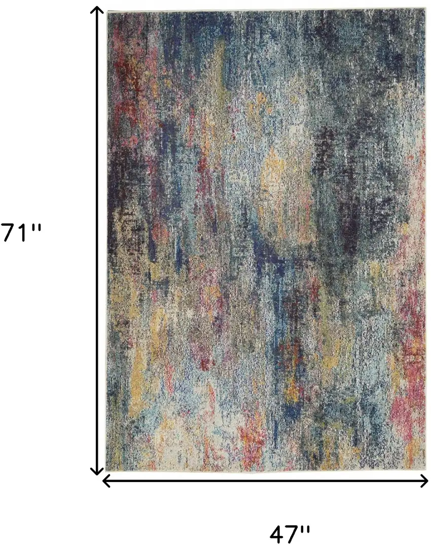 Multicolor Abstract Power Loom Non Skid Area Rug Photo 5