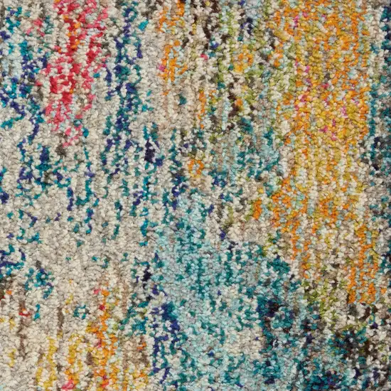 Blue And Ivory Abstract Distressed Area Rug Photo 3