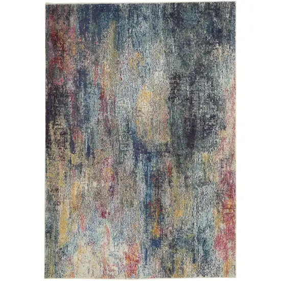 Blue And Ivory Abstract Distressed Area Rug Photo 1
