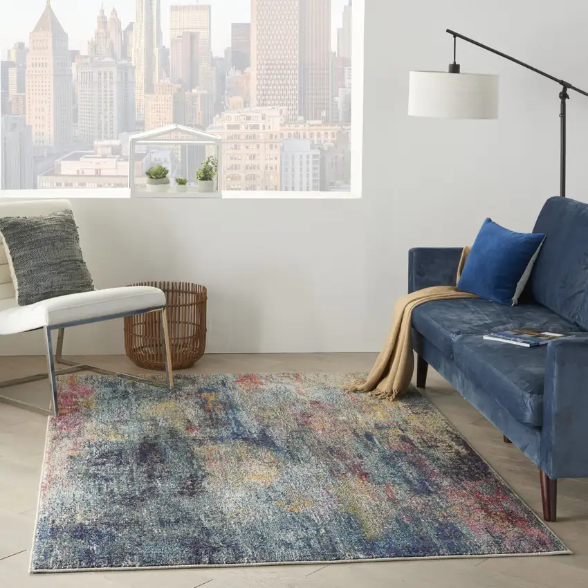 Multicolor Abstract Power Loom Non Skid Area Rug Photo 6