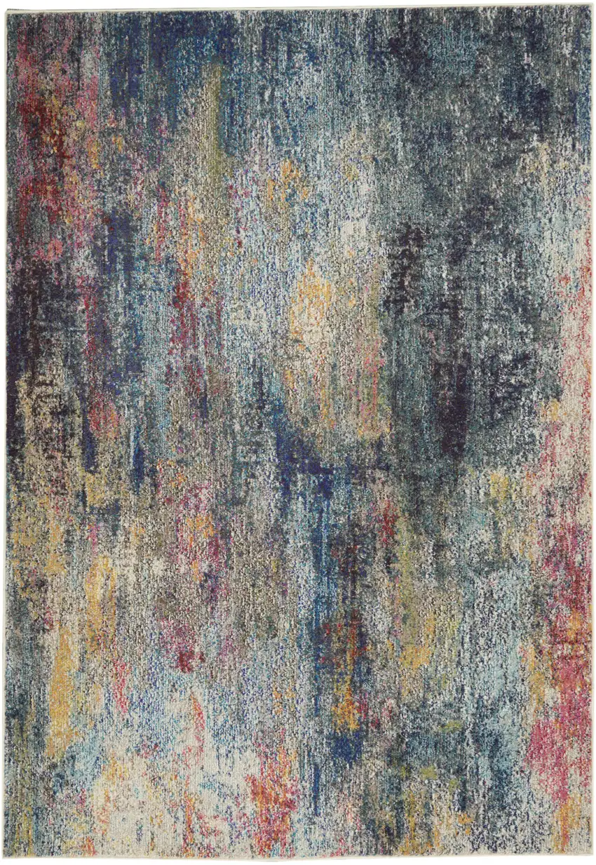 Multicolor Abstract Power Loom Non Skid Area Rug Photo 1