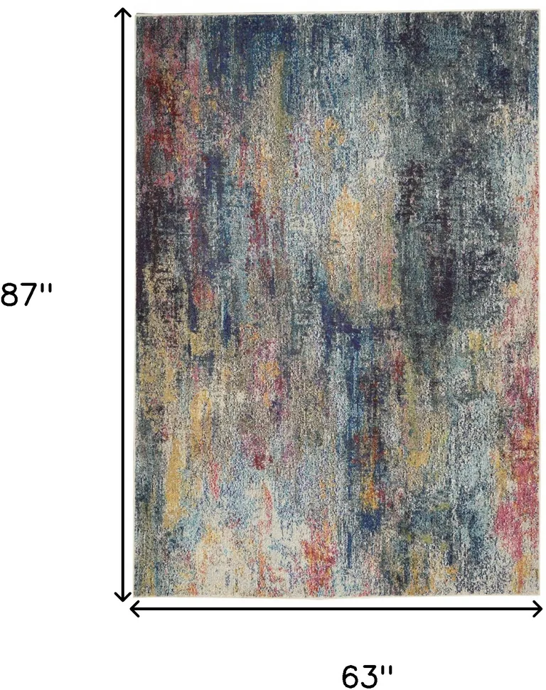 Multicolor Abstract Power Loom Non Skid Area Rug Photo 5