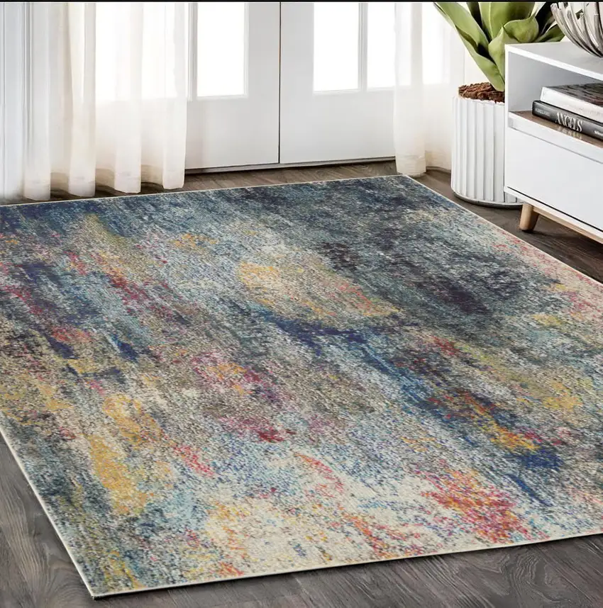 Multicolor Abstract Power Loom Non Skid Area Rug Photo 1