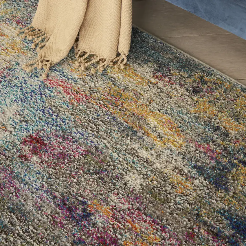 Multicolor Abstract Power Loom Non Skid Area Rug Photo 5