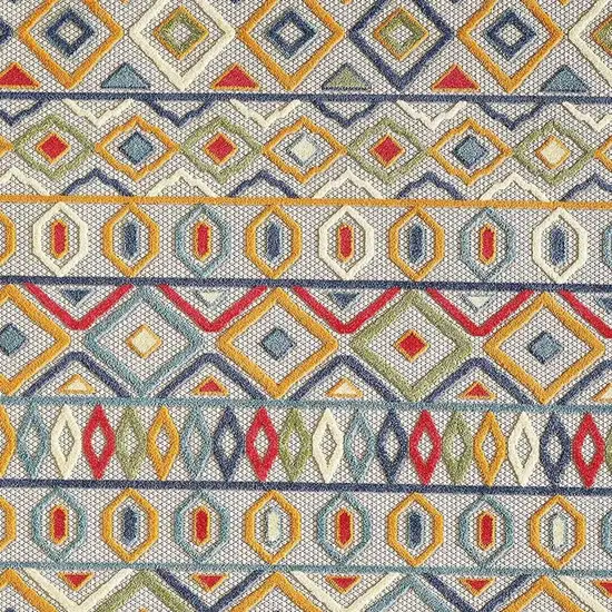 Ivory And Blue Southwestern Stain Resistant Indoor Outdoor Area Rug Photo 5