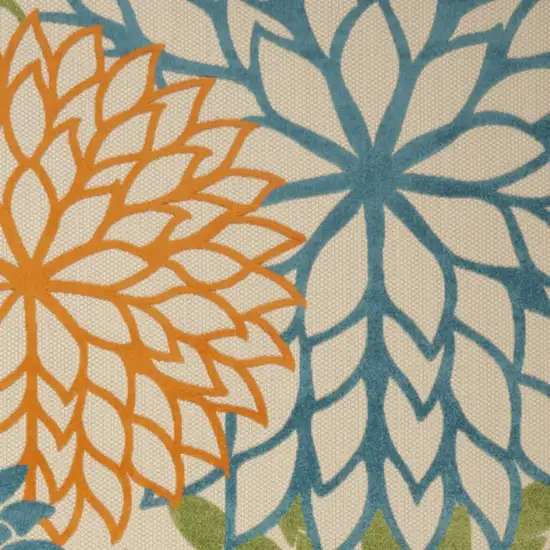 Ivory And Blue Floral Indoor Outdoor Area Rug Photo 4