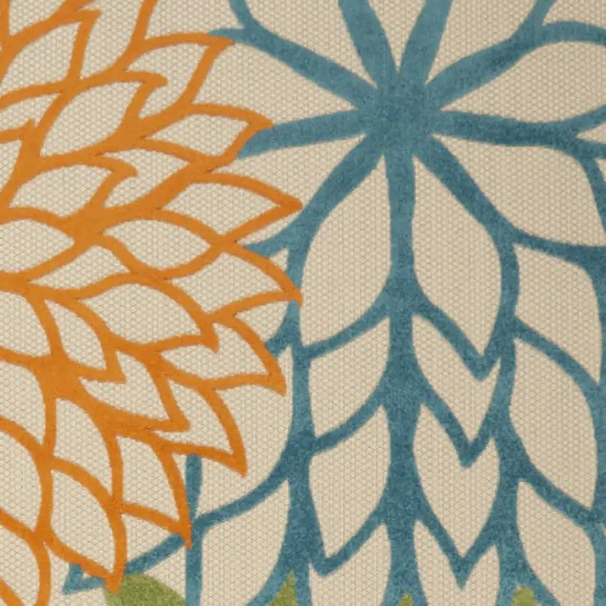 Ivory And Blue Floral Indoor Outdoor Area Rug Photo 3