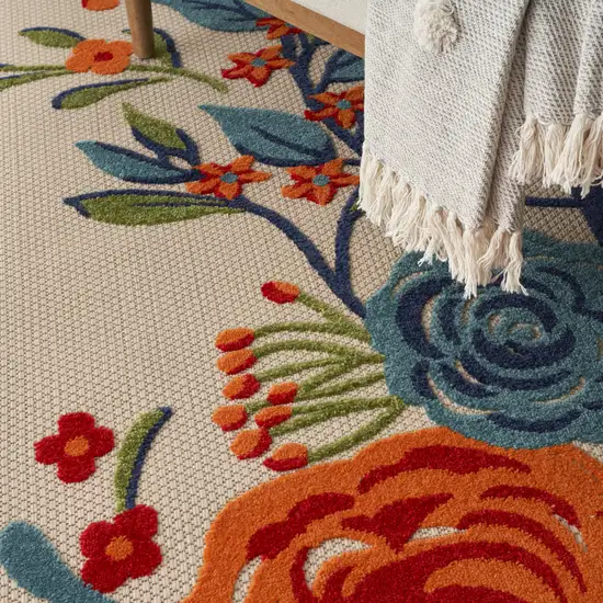 Multicolor Floral Stain Resistant Non Skid Area Rug Photo 8