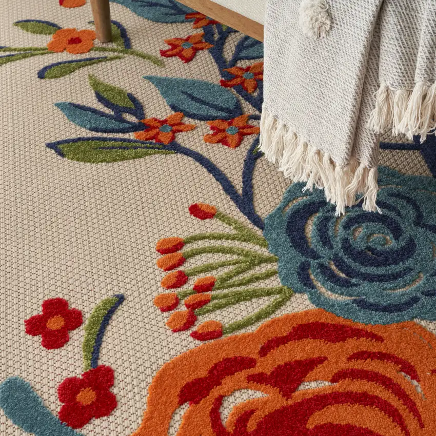 Multicolor Floral Stain Resistant Non Skid Area Rug Photo 8