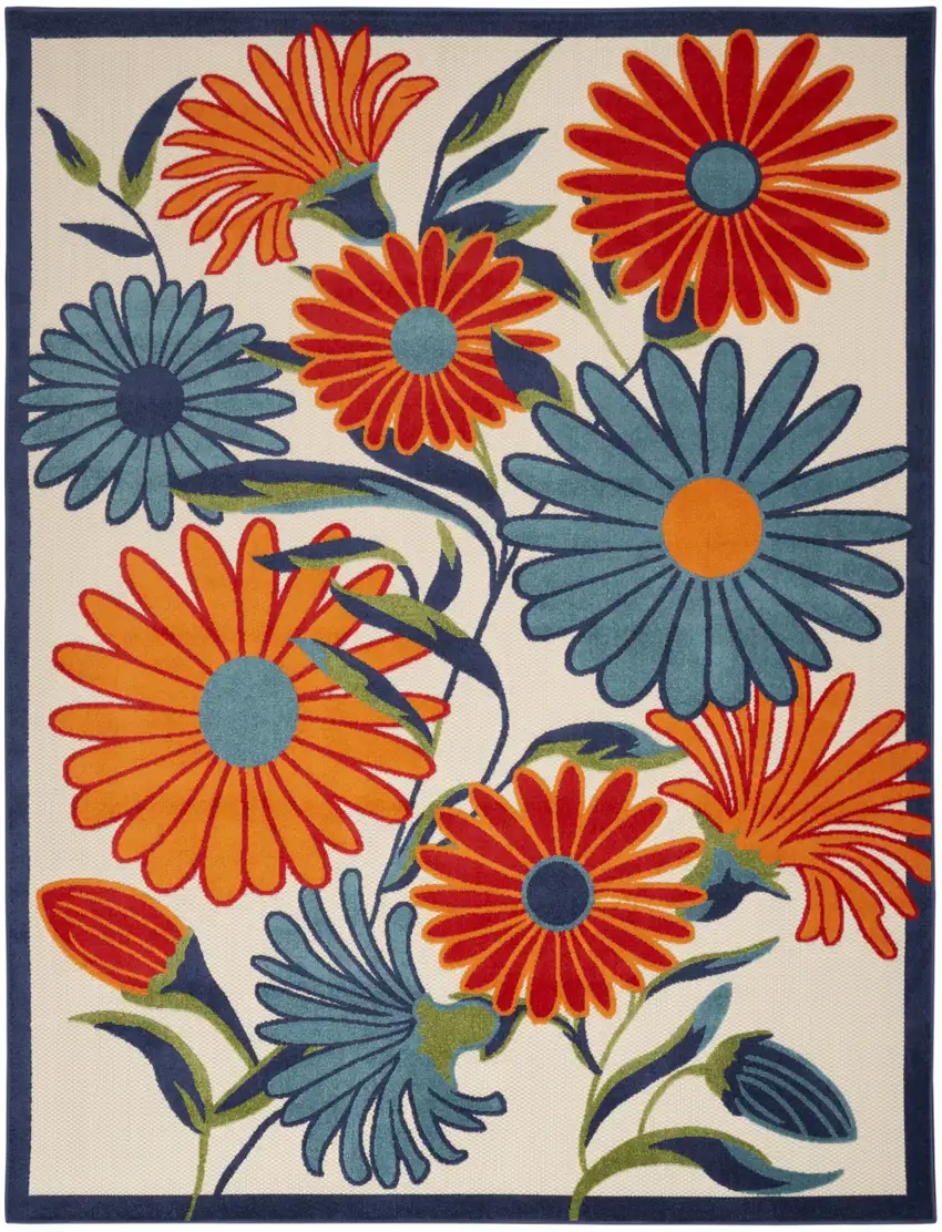 Multicolor Floral Stain Resistant Non Skid Area Rug Photo 1