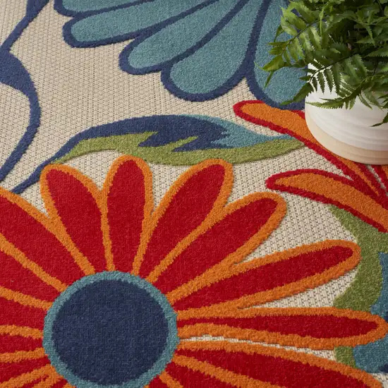 Multicolor Floral Stain Resistant Non Skid Area Rug Photo 5