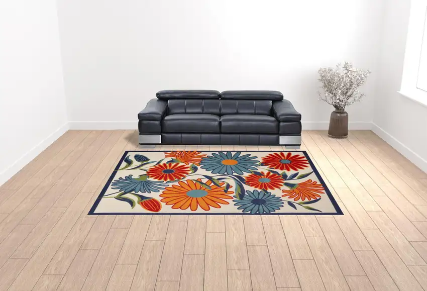 Multicolor Floral Stain Resistant Non Skid Area Rug Photo 2